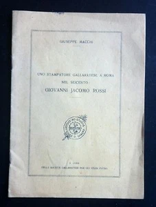 1945 UNO STAMPATORE GALLARATESE A ROMA NEL SEICENTO GIOVANNI JACOMO ROSSI - Imagen 1 de 1