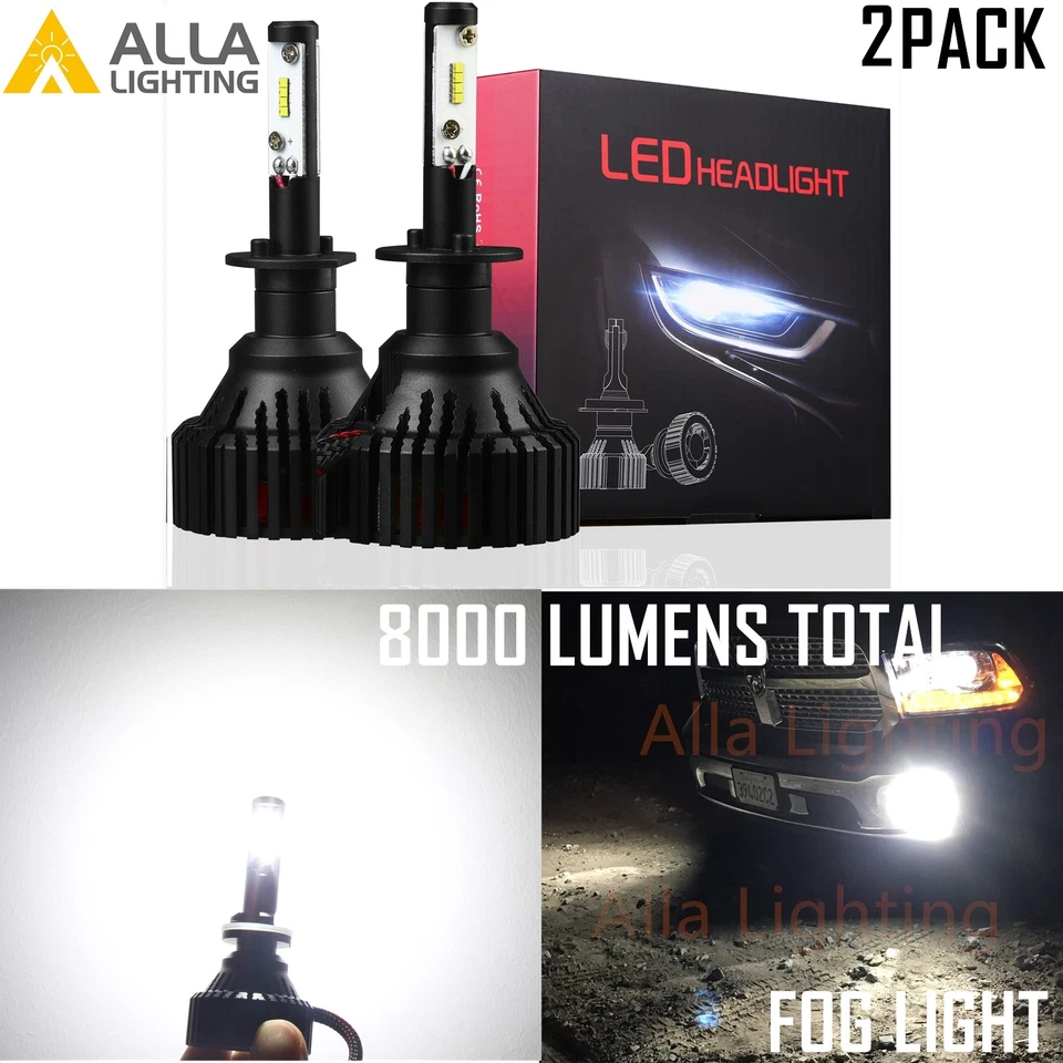 Alla Lighting 8000LM H1 Fog Light Bulb Driving Lamp Replacement 6000K White 2pcs - Image 1 of 4
