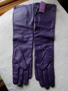 SERGIO HUDSON NWT LONG LEATHER GLOVES XL/XXL PURPLE SOFT LINING TECH TOUCH 18" L - Picture 1 of 7