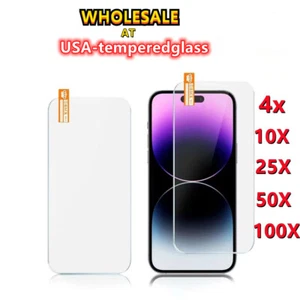 Wholesale Bulk Lot Tempered Glass Screen Protector for iPhone12 14 16 17 Pro Max - Picture 1 of 15