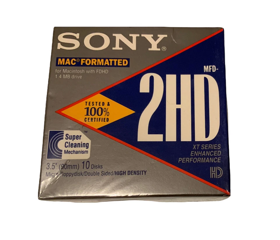 Sony MFD 2hd 3.5" Mac Formatted 1.4 MB 10 Micro Floppy Disks 10mfd-2hdcfm