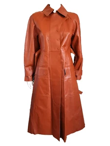 🌟MAX MARA Lamb LEATHER Trench Coat US 2_ IT 36_ DE 32_ GB 4_ FR 34 - Picture 1 of 24