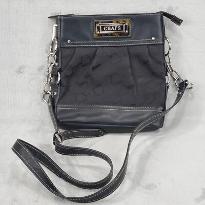 CHAPS Ralph Lauren Bandolera Negro Bolso de Hombro Cartera Bolso de Mano Correa Ajustable Foto 1 de 4