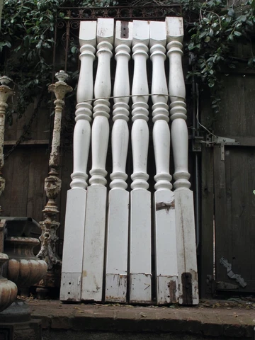 6 Antique Turned Wood Porch Posts 92 1/2" tall  5 1/2" x 5 1/2" Cover