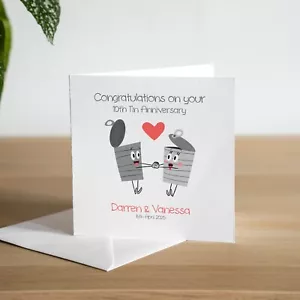 Tarjeta personalizada hecha a mano décimo aniversario de boda de lata esposo esposa pareja - Imagen 1 de 3