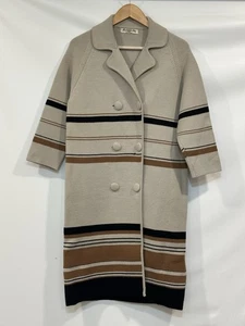 Vintage Italian Wool 1960s Striped Double Breasted Coat Size M - Picture 1 of 18