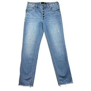 KUT From The Kloth Jeans Women's 6 Blue High Rise Distressed Button Fly Raw Hem - Picture 1 of 12