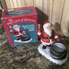 Vintage 1986 Artmark Streetcorner Santa Claus Ringing Bell Candle Holder w/ Box