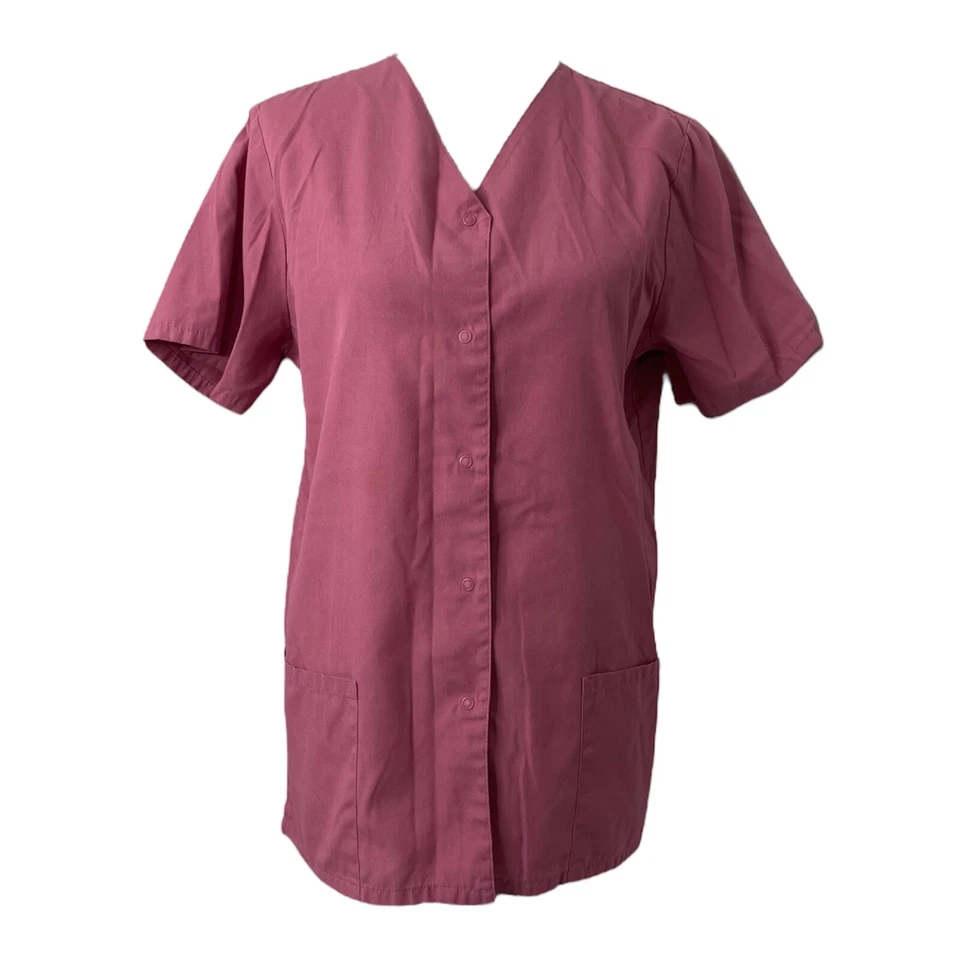 Womens Medium Scrubs Top Simply Basic Purple Pink In Color Button Down - Image 1 of 4