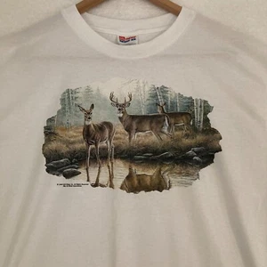 Vtg Wild Wings Hanes Shirt Adult L Wildlife Deer Woods Outdoor Nature Tee 1998 - Picture 1 of 11