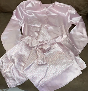 AMERICAN GIRL SIZE M LOUNGE FLOWY PAJAMA SET PINK/WHITE POLKA DOTS SUPER CUTE!! - Picture 1 of 7