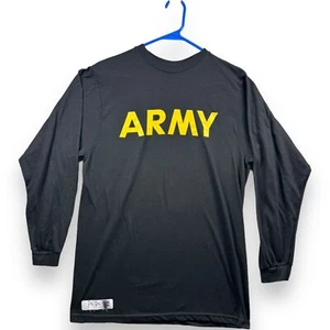 Army Black Long Sleeve T-shirt 100% Polyester Size S Small Tee - Picture 1 of 8