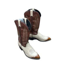 Laredo Men's Flagstaff Bone Lizard Print Wingtip Cowboy Boots Size 11 D - Picture 1 of 13