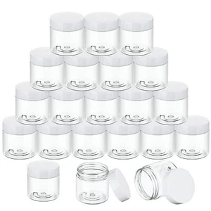 36Pk 2oz Plastic Cosmetic Container Round Makeup Jars w/ Lids for Lotion Samples - Picture 1 of 6