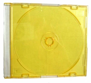 10 x Slimline Single CD DVD Jewel Cases YELLOW Tray 5.2mm High Quality NEW - Picture 1 of 2