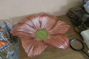 "Tazón de centro italiano vintage rosa margarita girasol vidrio artístico flor de 16" - Imagen 1 de 6