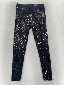 Express Leggings Women's Small Black Sequins Stretch High Rise Skinny Ankle NWT - Picture 1 of 13