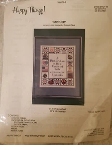 Happy Things ☆ AMOR DE MADRE ☆ Kit de punto de cruz contado "8x10" COLCHA DE RETAZOS - Imagen 1 de 2