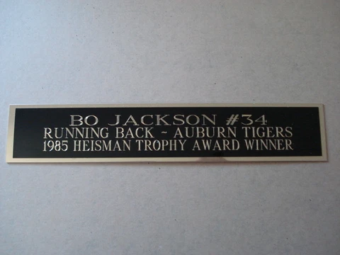 Bo Jackson Tigers Autograph Nameplate For A Football Mini Helmet Case 1.5" X 6" Cover