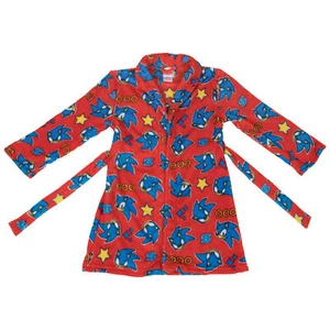 Sonic The Hedgehog Stars and Rings Velvet Fleece Youth Robe Red - Picture 1 of 10