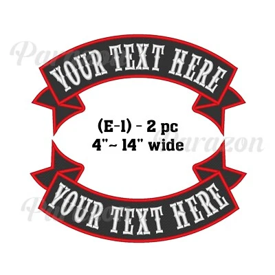 2 PC-Custom Embroidered Top And Bottom Ribbon Rocker Sew on Patch Patches (E-1) - Image 1 of 4