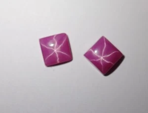 Opaque Star Ruby Square 6x6 mm Cabochon sharp cornered Lab-created 2 pcs Lot - Picture 1 of 12