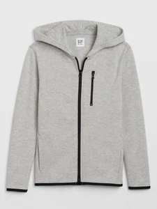 Sudadera con capucha GapFit Kids Tech nueva con etiquetas, mediana, grande, XLarge, gris y blanco jaspeado - Imagen 1 de 2