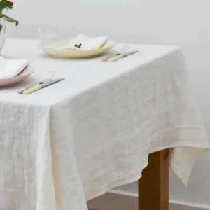 Cubierta de mesa clásica rectangular de lino para comedor fiesta vacaciones cocina decoración - Imagen 1 de 28