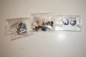 Lot 3 Set GUESS Logo Varsity Team Heart Charm Necklace, Bracelet + Earrings NEW - Picture 1 of 8