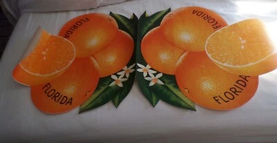 Letrero de póster vintage de naranjas de Florida con forma de naranja doble forma recortada de comestibles Foto 1 de 4