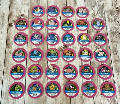 Vintage 1999 Pokemon Master Trainer Board Game Replacement Pieces 34 Pink Chips - Image 1 of 4
