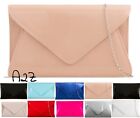 Women's Patent Leather Envelope Design Wet Look Clutch Bag Party Wedding Prom UK