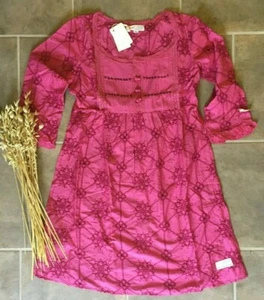 New Odd Molly United Smiles Embroidered Cerise Dress 1 (Small) and 3 (Large) - Picture 1 of 6