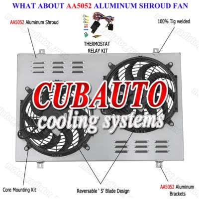 Aluminum Shroud+2*Fans+Relay Fits 1985-1997 Ford F150 F250 F350 4.9L L6 Bronco - Image 1 of 4