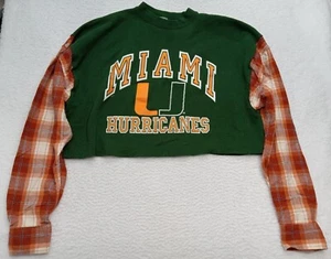 Miami Hurricanes Hemd Herren XL grün Crop Top UM Canes Fußball kariert Ärmel - Bild 1 von 10