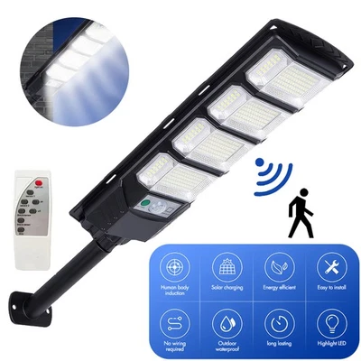 LED Solar Straßenlaterne mit Bewegungsmelder Straßenlampe Solarleuchten Außen - Bild 1 von 4