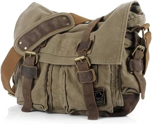 Vintage Military Men Canvas Messenger Bag for 13.3-17" Laptop (Size 13.3", Gr... - Picture 1 of 6