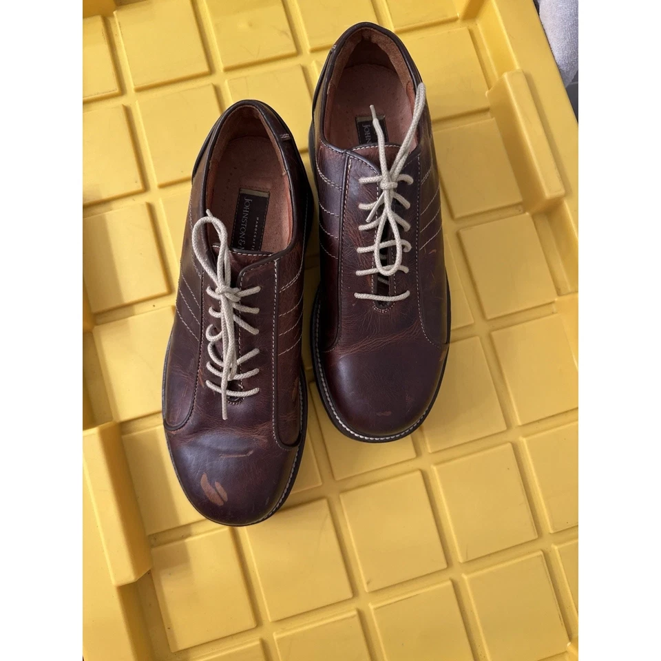 Johnston & Murphy Men's Shoes Brown Lace Up Round Toe Leather 10.5 Handcrafted - Image 1 of 4