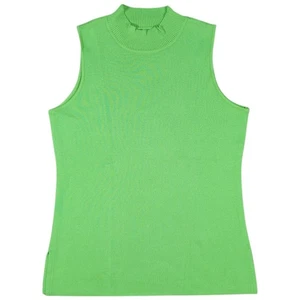 Canotta maglia Misook donna piccola verde mela finto collo smanicato conchiglia elasticizzata - Foto 1 di 7