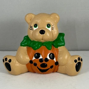 Keramik Halloween Bär Figur verkleidet als Jack-o'-Laterne Kürbis - sitzend - Bild 1 von 7