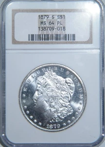 1879-S Morgan Silver Dollar NGC graded MS 64  PL  "LOOKS BETTER" - Picture 1 of 4