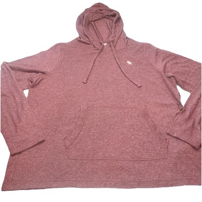 Abercrombie Burgundy Red Thermal Knit Hoodie Mens XL Moose Logo On Chest Hooded - Image 1 of 4