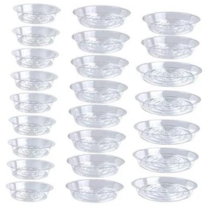 25 Pack Clear Plastic Plant Saucer Drip Trays, Large Plant Plate Dish, - Picture 1 of 8