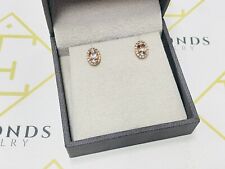 1.12 Ct Pink Morganite Oval Cut Natural Diamond Studs Earrings 14K Rose Gold AIG