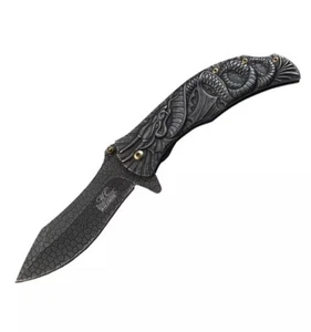 NEW! Fantasy Dragon Scale Blade Stonewash Ash Spring-Assisted Folding Knife - Picture 1 of 1