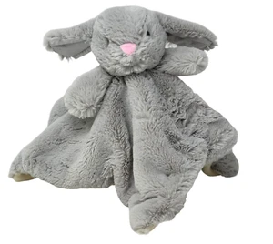 KELLYTOY K Luxe Gray Bunny Rabbit Lovey Rattle Pink Nose Kellybaby Plush - Picture 1 of 5