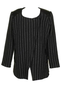Kenneth Cole New York Giacca Nera Grigia Con Zip Asimmetrica L - Foto 1 di 3