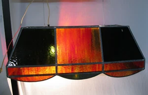 "Vitral colgante vintage de escoria con plomo pesado billar/bar pantalla clara 27""X11"" - Imagen 1 de 24