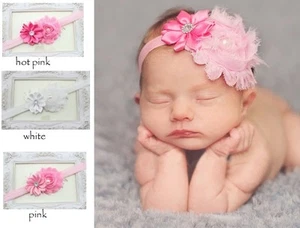 NEW Baby Girl Combo Flower Headband with Pearl & Diamante Accent 0-18m - Picture 1 of 7