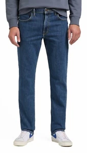 Lee Brooklyn New Men's Stretch Jeans Straight Leg Rinse Mid Stonewash Blue Denim - Imagen 1 de 4